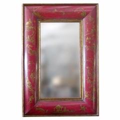 Oxblood Red Chinoiserie Mirror