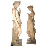 Antique Pair of French terracotta allegorical figures