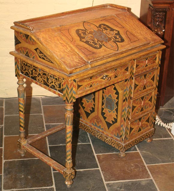 Painted slant-front desk