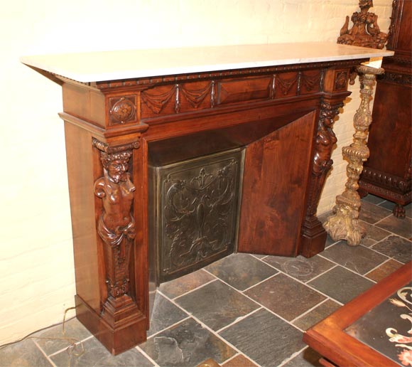 Walnut fireplace surround