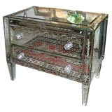 Vintage Venetian Etched and Beveled Mirrored 2-Drawer Commode