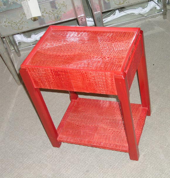 Coral Dyed Crocadile 1-Drawer Occasional Table
