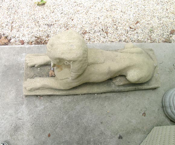 20th Century Pair of Concrete Garden Sphinx
