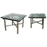 PAIR OF METAL BAMBOO SIDE TABLES