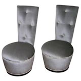 PAIR OF STUNNING HIGH BACK SLIPPER CHAIRS BY JAMES MONT.