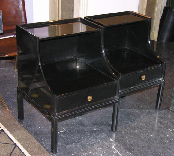 PARZINGER PAIR OF HIS AND HERS BEDSIDE TABLES