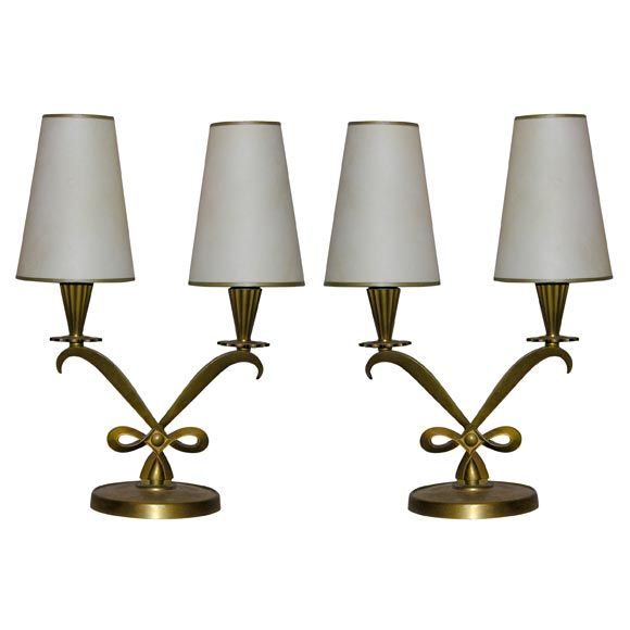 Pair of French Art Deco Table Lamps by Genet et Michon