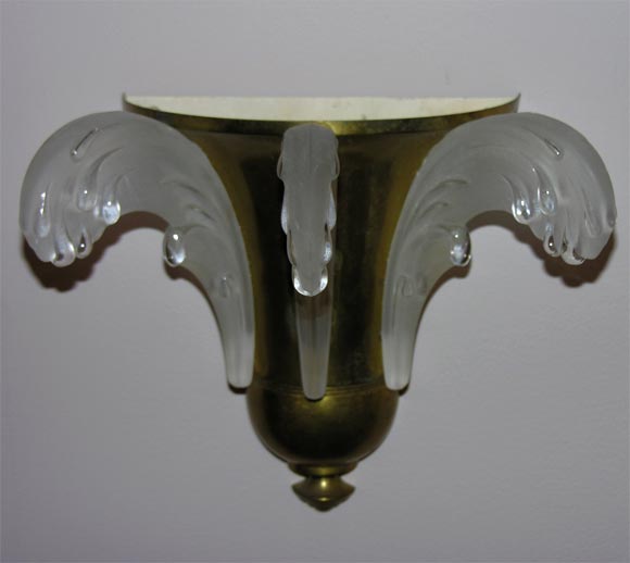 Brass Pair of French Art Deco Wall Sconces For Sale