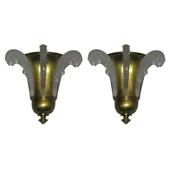 Pair of French Art Deco Wall Sconces For Sale