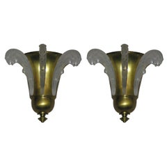 Vintage Pair of French Art Deco Wall Sconces