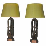 Pr. of James Mont Gilded Lamps