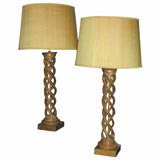 Pair of Carved Wood Lamps by Frederic Cooper Studios.