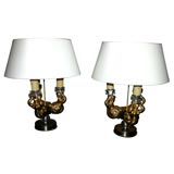 Pair of Bouillotte Lamps by Georges Jouve, French c.1940s