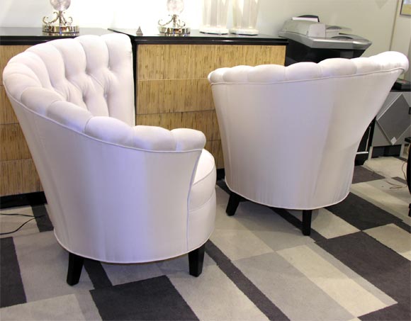 Pair of 1940's Tufted Hollywood Chairs