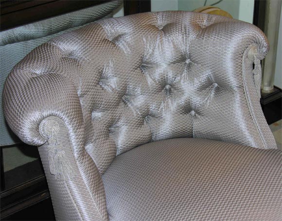 Pair of 1940's Hollywood Tufted Slipper Chairs In Excellent Condition In New York, NY