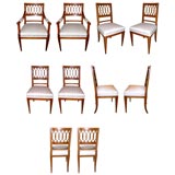 Very important and unique set of ten Biedermeier chairs.