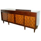 Credenza in Walnut with Woven Rosewood Doors by Edward Wormley
