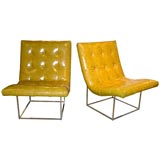 Pair of Architectural Lounge Chairs Designed By Milo Baughman