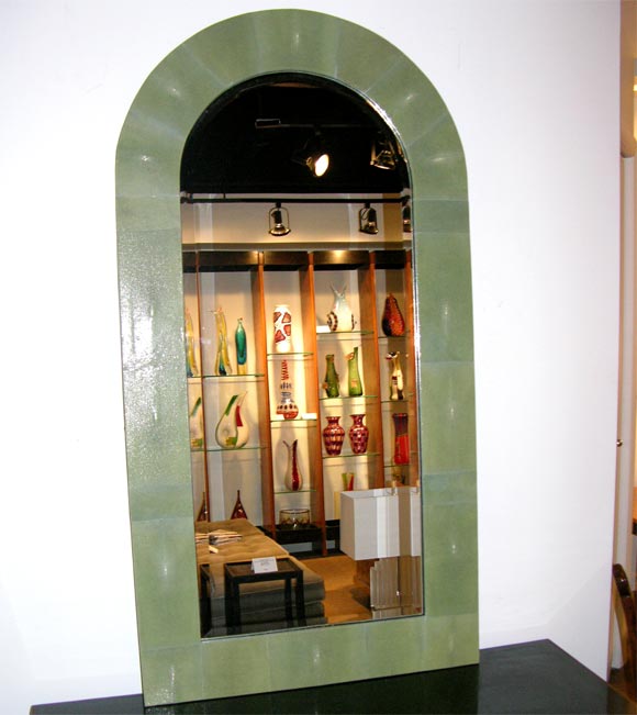 American Mirror with Frame Covered in Shagreen by Karl Springer