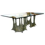 Dining Table in Sculpted Bronze by Paul Evans (SIGNED)