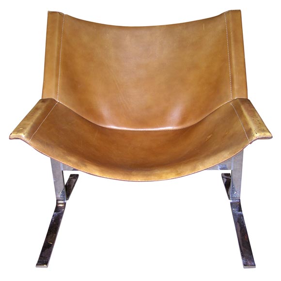 Brown Leather Sling chairs at 1stDibs