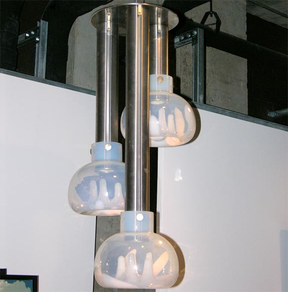 1970's ceiling fixture by Veart in Aluminum and glass.