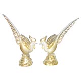 Pair of Gold Murano Glass Birds