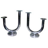 Pair of Chrome Candlesticks by Chase