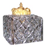 Vintage French Crystal and Gilded Bronze Inkwell