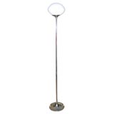 Vintage Italian Chrome Floor Lamp with Frosted Glass Shade