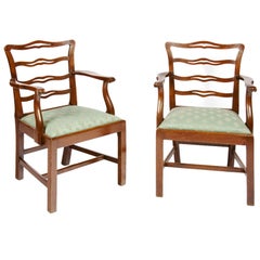 Set of Four 19th Century Ladder Back Arm Chairs