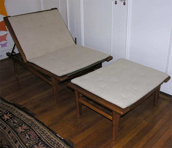 Adjustable Lounge Chair and Ottoman by Hans Wegner