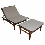 Adjustable Lounge Chair and Ottoman by Hans Wegner