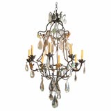 Baroque Style Tole Iron and Glass Eight Light Chandelier