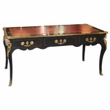 Louis XV Style Ebonized and Gilt Bronze Mounted Bureau Plat