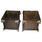 Pair of Heavy Mahogony & Brass Plant Boxes