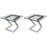 Pair Aluminum Tube Side Tables