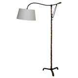 Jacques Adnet Iron and Bamboo Lamp