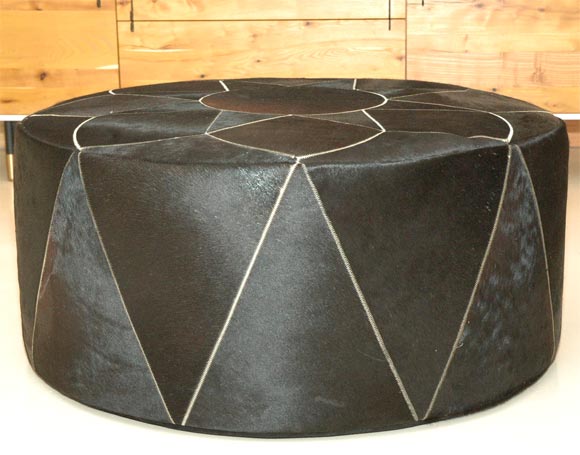 Argentine Large Cowhide Pouf or Ottoman