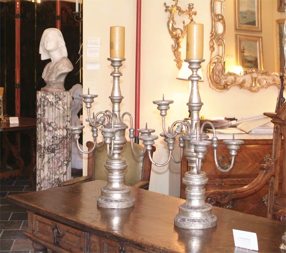 Pair of silver-gilt candelabra