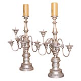 Pair of silver-gilt candelabra