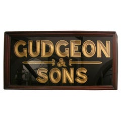 Framed Vintage Gilded "Gudgeon & Sons" Sign from 19th Century England