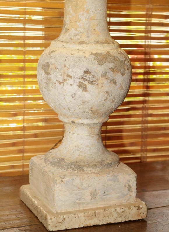 19th Century Stone Balustrade Lamp with Marble base Paris France