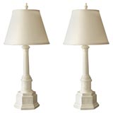 Nice Pair of Faux Ivory Architectural Table Lamps-