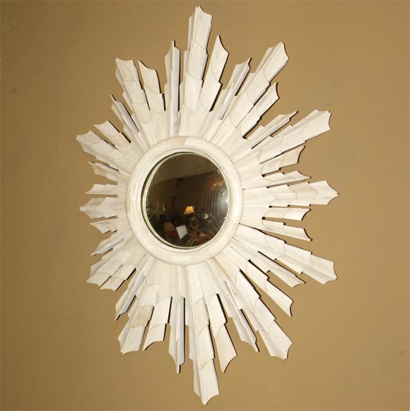 Eclectic Pair of Sunburst Bone Mirrors