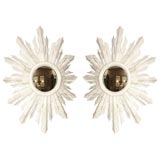 Eclectic Pair of Sunburst Bone Mirrors