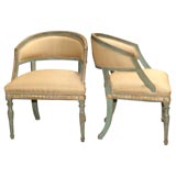 Antique Pair of Prussian Water Gilt Neo-Classical Tub Chairs