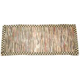 19THC.  GEOMETRIC HOOKED RUG/RUNNER RUG