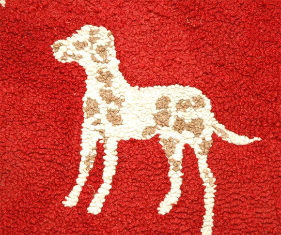 Americano Tappeto anni '20 agganciato e montato a mano con immagini di cani in vendita