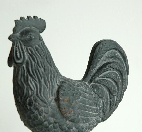 American 19THC  LEADED COVERED  CAST IRON ROOSTER